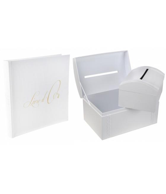 Pack Urne + Livre d'or blanc avec écriture " livre d'or"