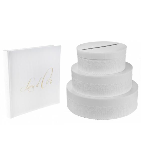 Urne gateau + Livre d'or blanc