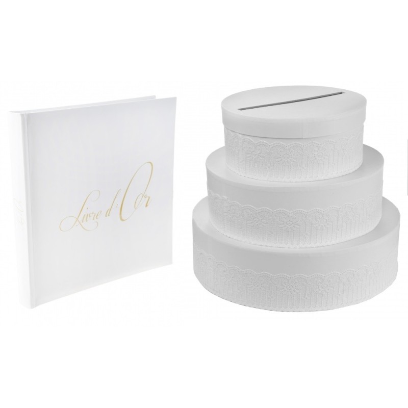 Urne gateau + Livre d'or blanc