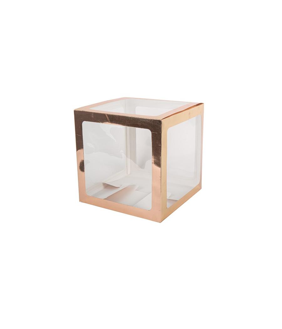CUBE A BALLONS TRANSPARENT CONTOURS   ROSE GOLD