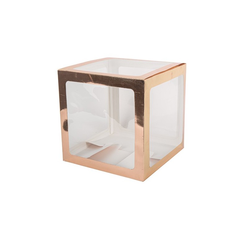 CUBE A BALLONS TRANSPARENT CONTOURS   ROSE GOLD