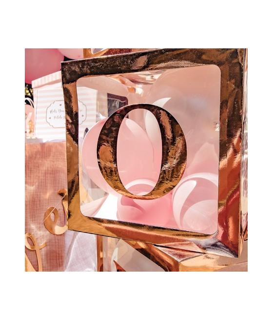 CUBE A BALLONS TRANSPARENT CONTOURS   ROSE GOLD 30X3