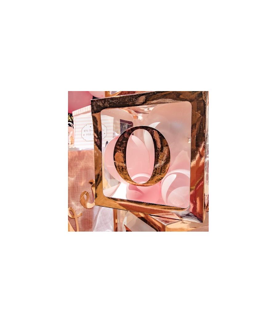 CUBE A BALLONS TRANSPARENT CONTOURS   ROSE GOLD 30X3