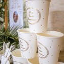 8 gobelets mon premier anniversaire blanc et or