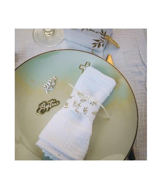 Confettis Baptême Jolis Brins Blancs et Or