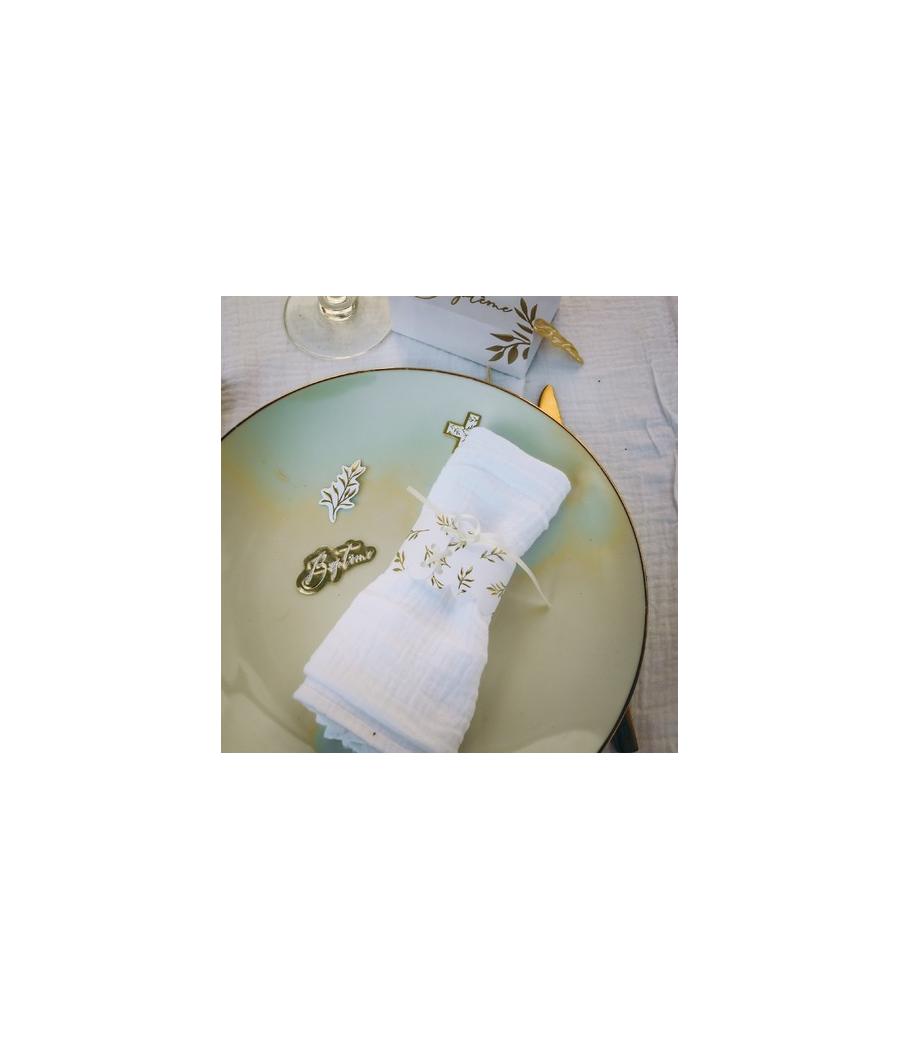 Confettis Baptême Jolis Brins Blancs et Or