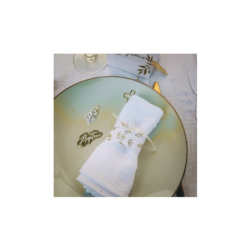Confettis Baptême Jolis Brins Blancs et Or