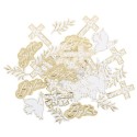 Confettis Baptême Jolis Brins Blancs et Or