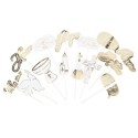 Kit Photobooth Baptême Jolis Brins  Blanc Et Or