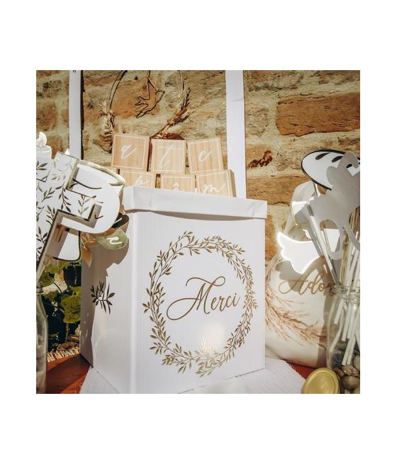 Urne Merci Jolis Brins Blanche et Or