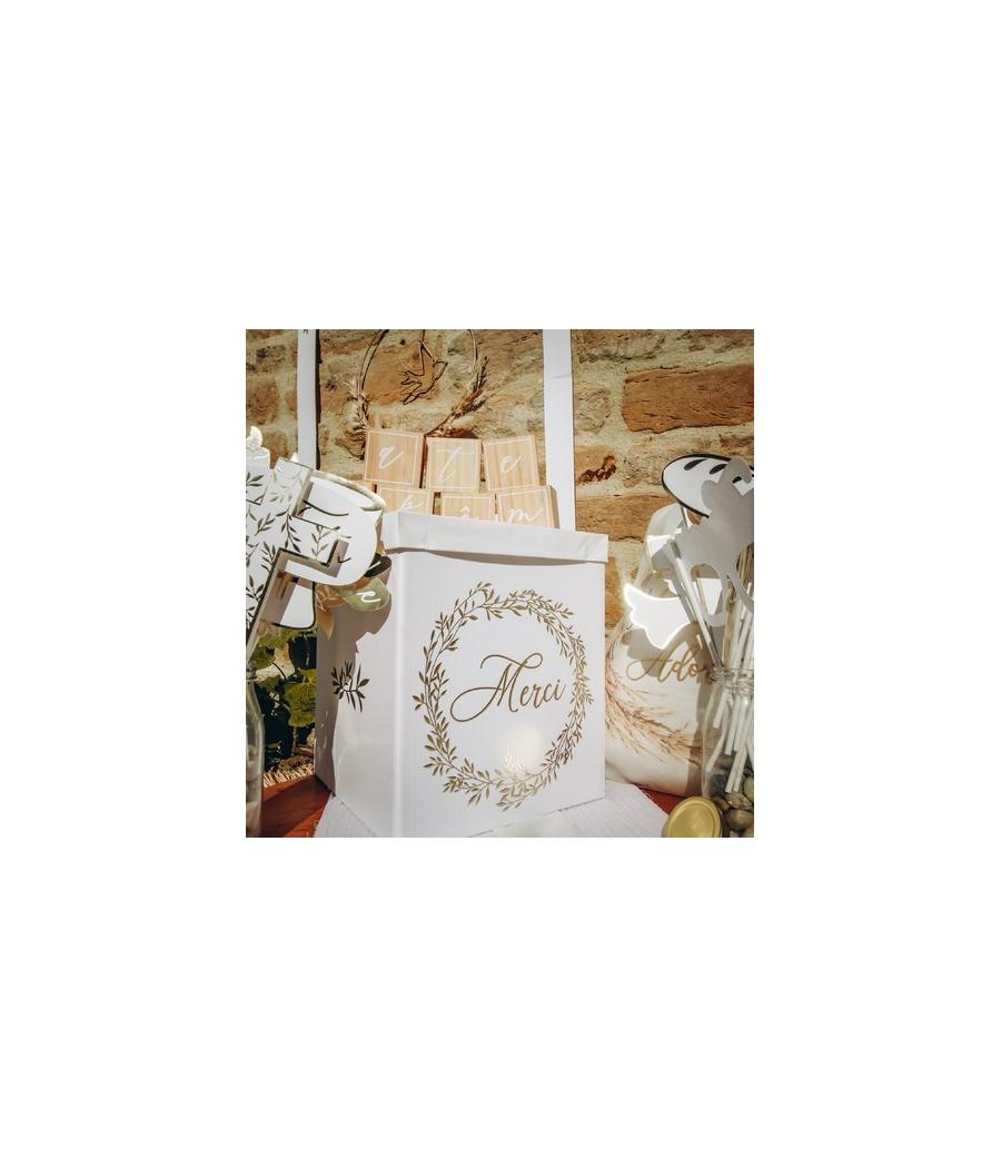 Urne Merci Jolis Brins Blanche et Or