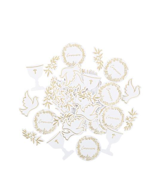 Confettis Communion Jolis Brins Blancs et Or