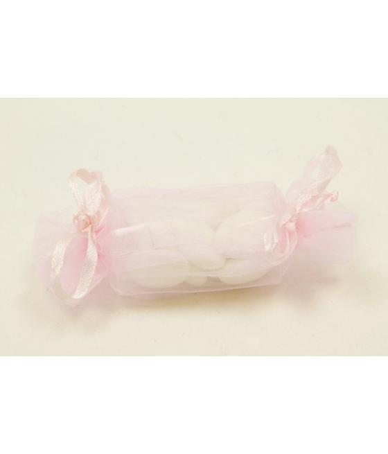  Sacs organza forme bonbon rose 