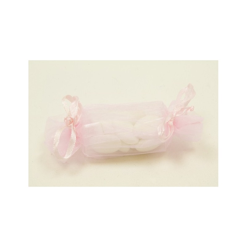  Sacs organza forme bonbon rose 