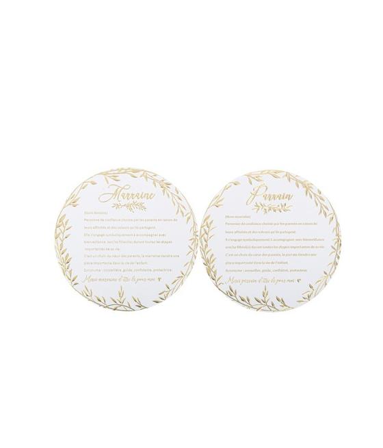 Cartes Parrain Marraine Jolis Brins Blanches et Or