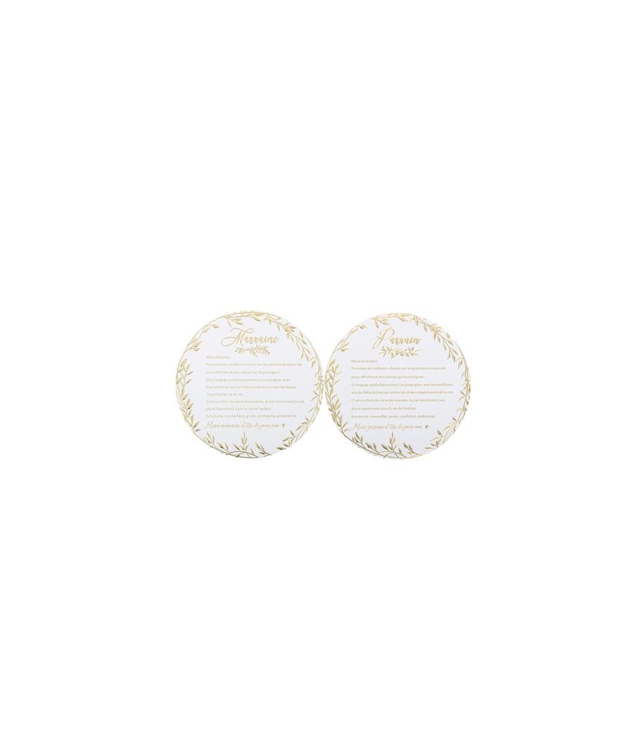 Cartes Parrain Marraine Jolis Brins Blanches et Or