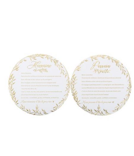 Cartes Parrain Marraine Jolis Brins Blanches et Or
