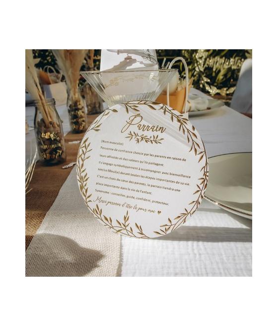 Cartes Parrain Marraine Jolis Brins Blanches et Or