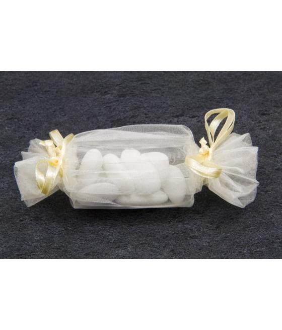  Sacs organza forme bonbon Ivoire 