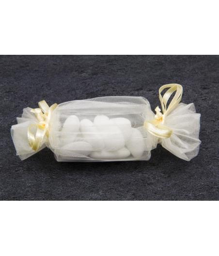  Sacs organza forme bonbon Ivoire 