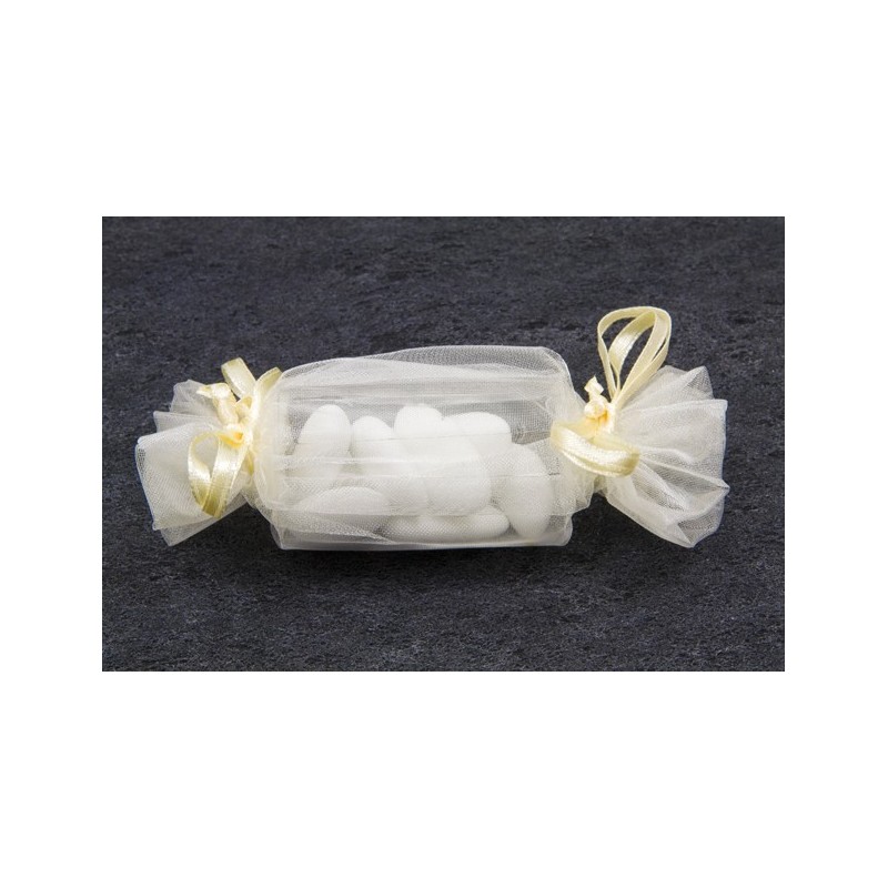  Sacs organza forme bonbon Ivoire 