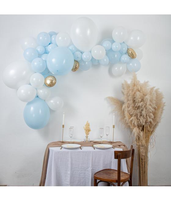 Kit Arche De 57 Ballons Babyblue Bleu Ciel Blanc