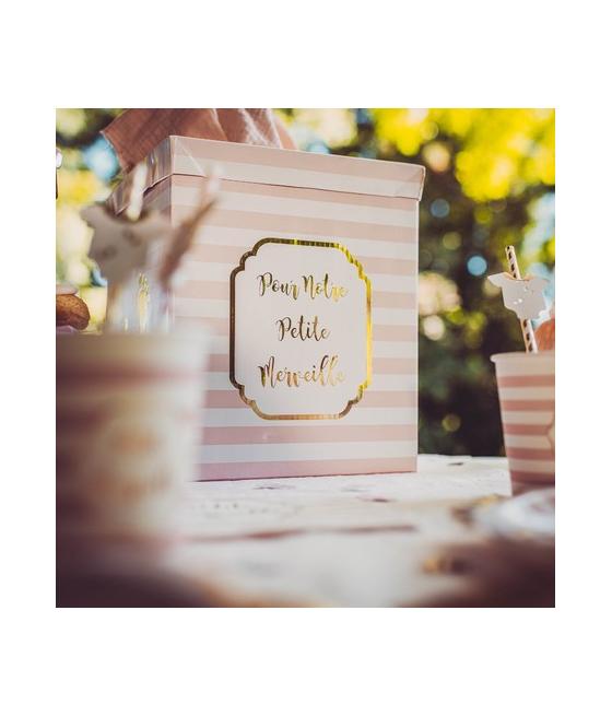 Urne Pour Notre Petite Merveille Rayé Rose