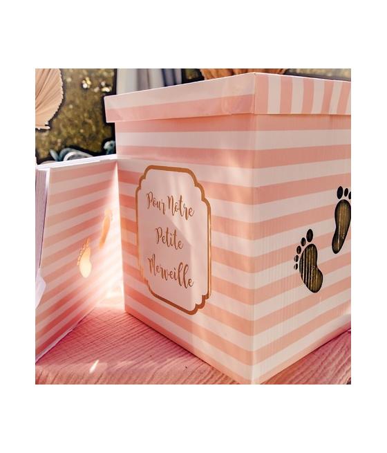 Urne Pour Notre Petite Merveille Rayé Rose