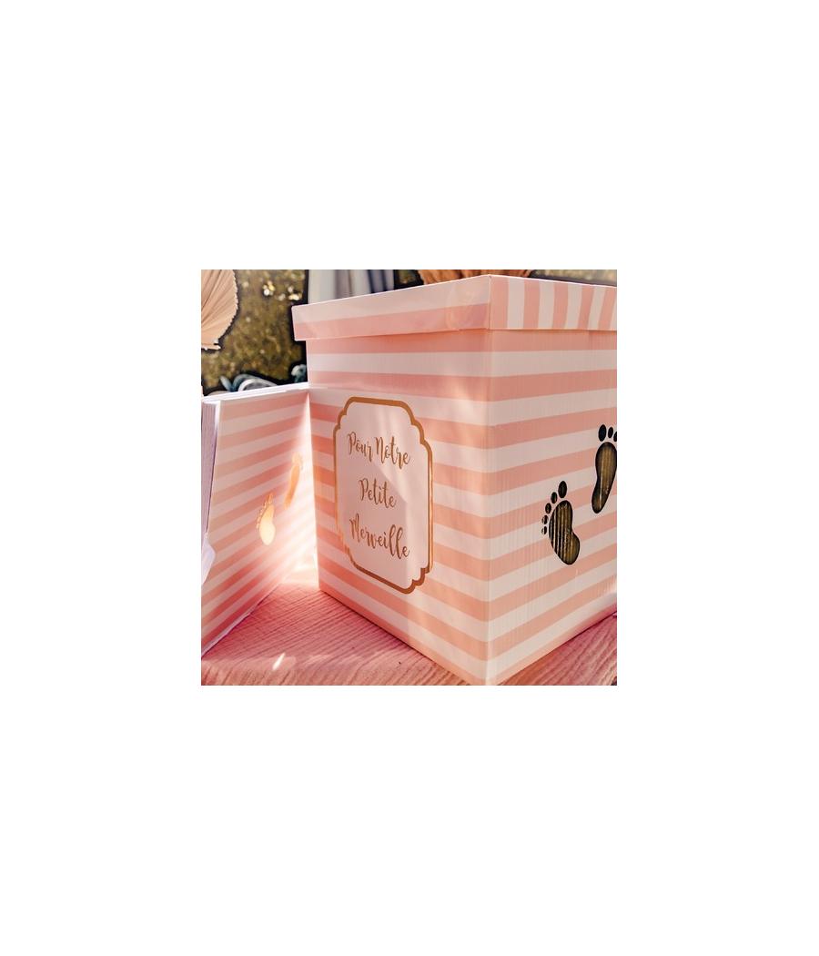 Urne Pour Notre Petite Merveille Rayé Rose