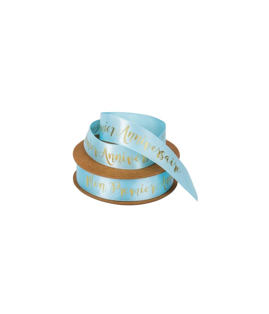 Ruban Mon Premier Anniversaire Satin Ciel