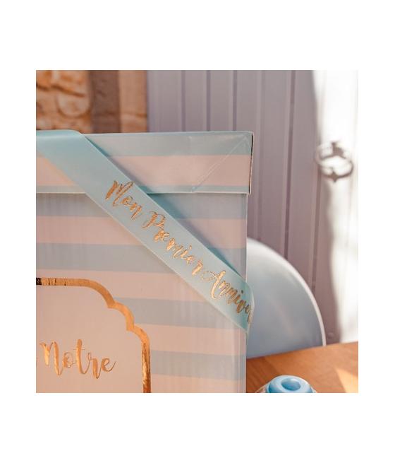 Ruban Mon Premier Anniversaire Satin Ciel