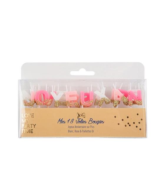 Bougies Joyeux Anniversaire Sur Pic Dégradé Rose