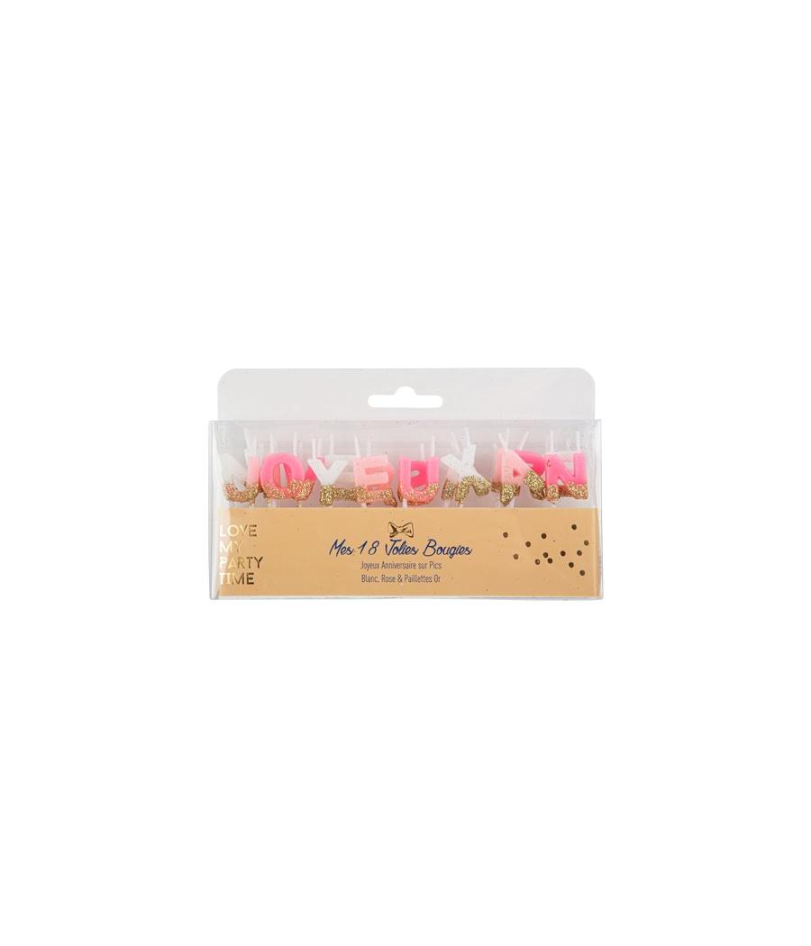 Bougies Joyeux Anniversaire Sur Pic Dégradé Rose