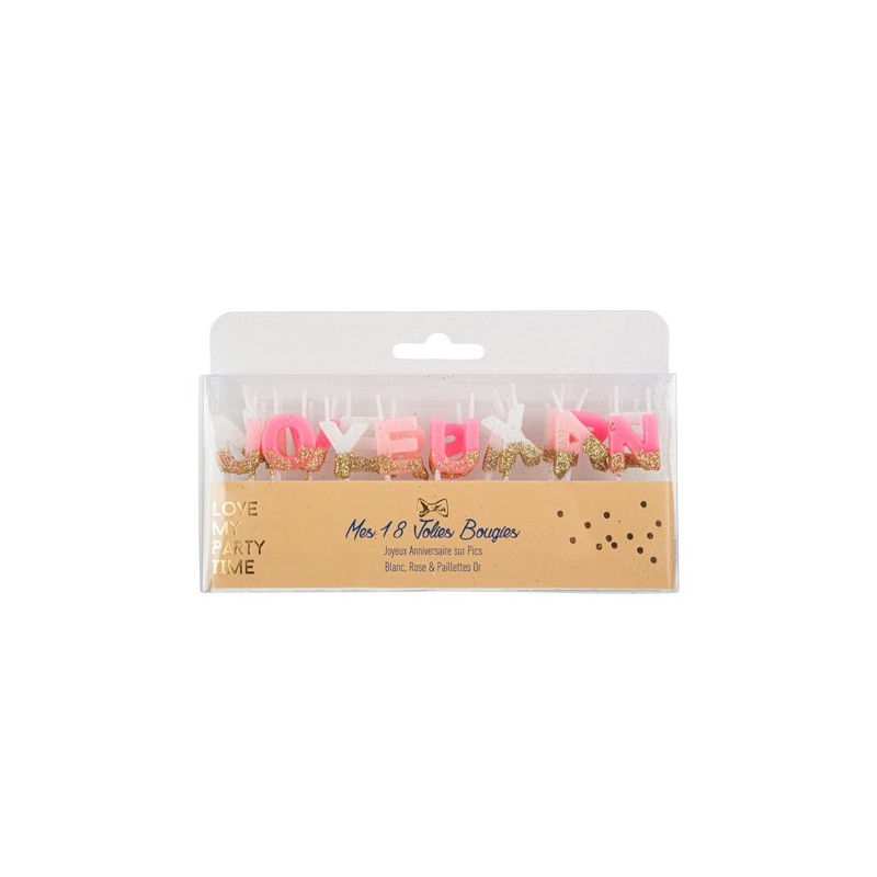 Bougies Joyeux Anniversaire Sur Pic Dégradé Rose
