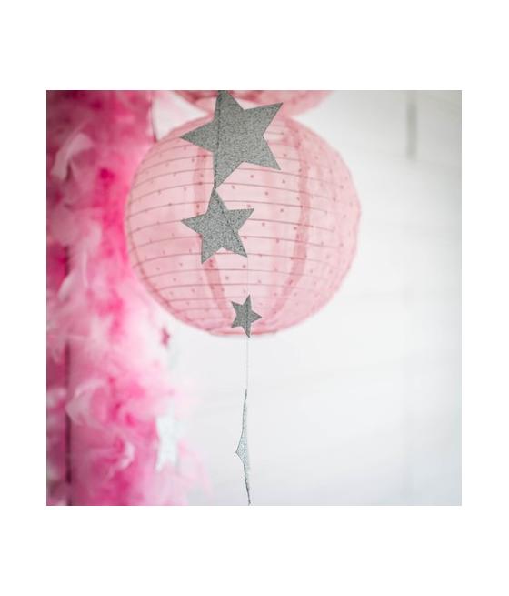 Lanterne Tissu Plumetis Rose