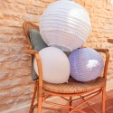 Lanterne Tissu Plumetis Bleu