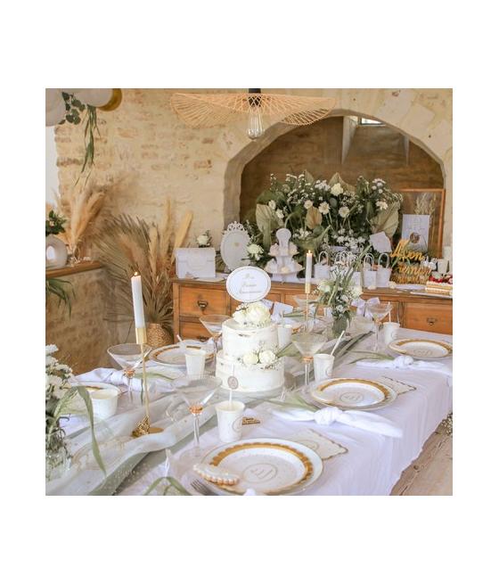 16 serviettes mon 1er anniversaire Blanc et or