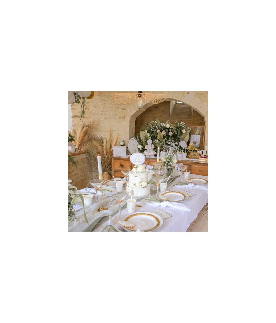16 serviettes mon 1er anniversaire Blanc et or