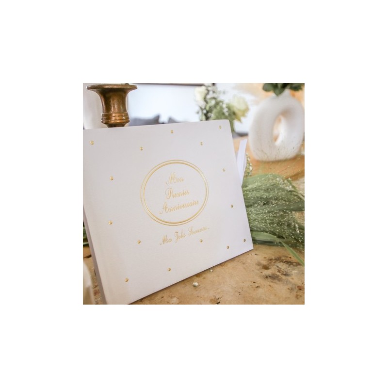 Livre d'or médaillon mon 1er anniversaire or