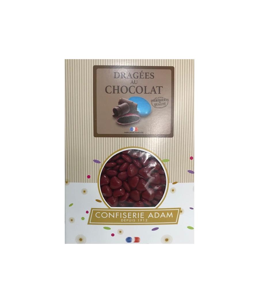 Dragées petits coeurs chocolat Bordeaux - 1kg