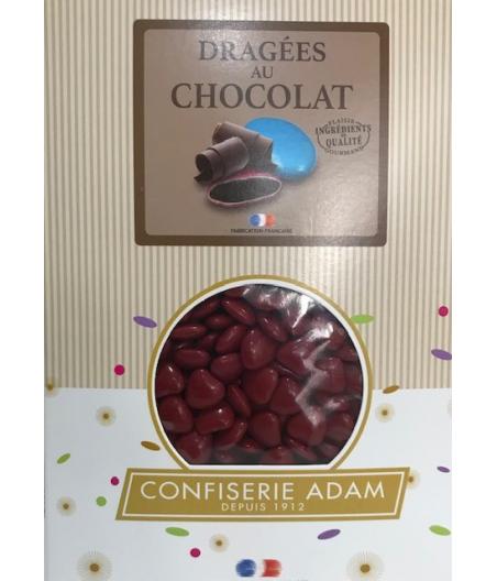 Dragées petits coeurs chocolat Bordeaux - 1kg