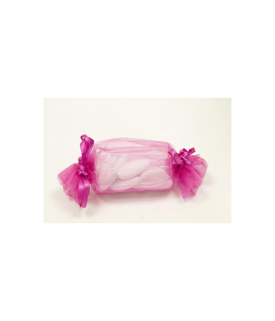 Sac organza forme bonbon fushia
