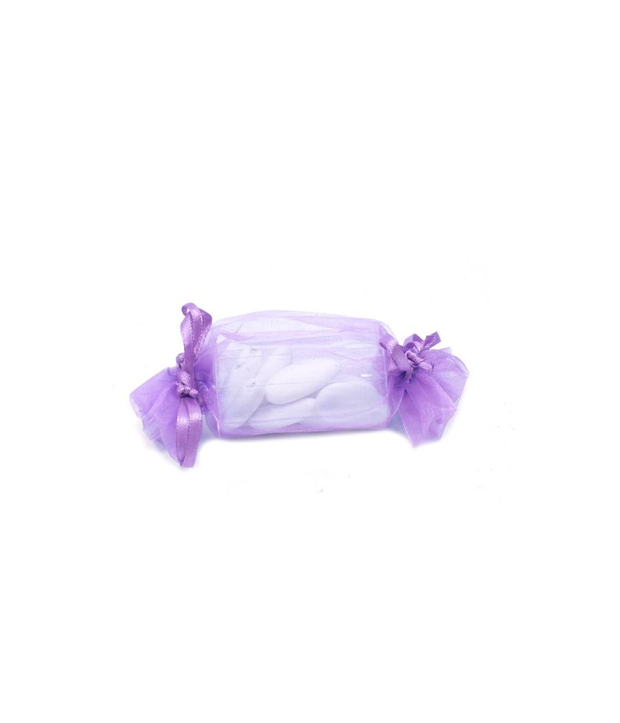 Sac organza forme bonbon couleur Parme