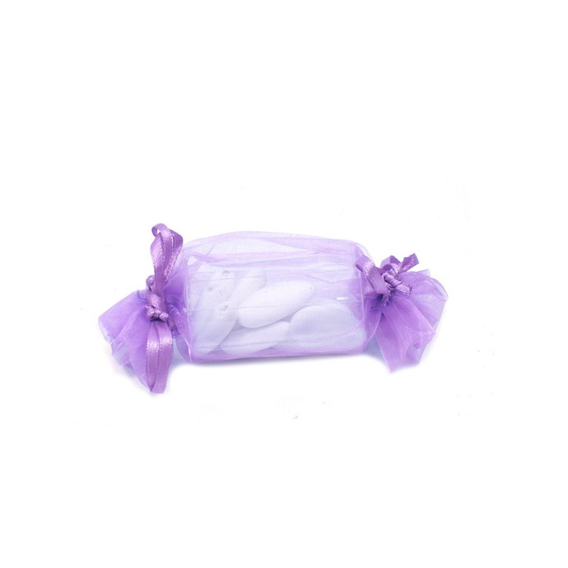 Sac organza forme bonbon couleur Parme