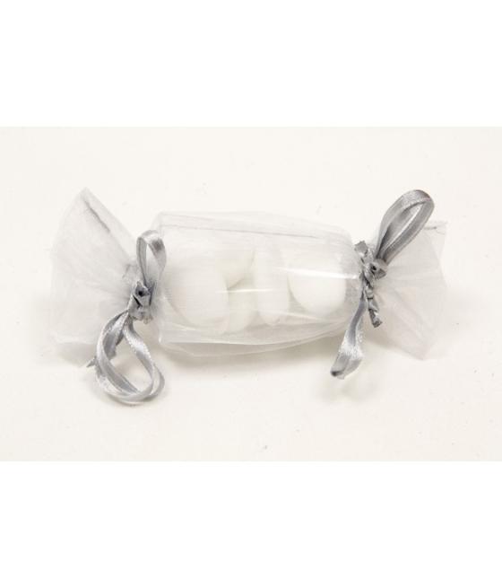  Sacs organza forme bonbon Gris 