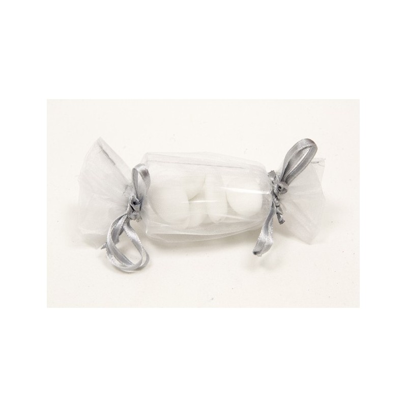  Sacs organza forme bonbon Gris 