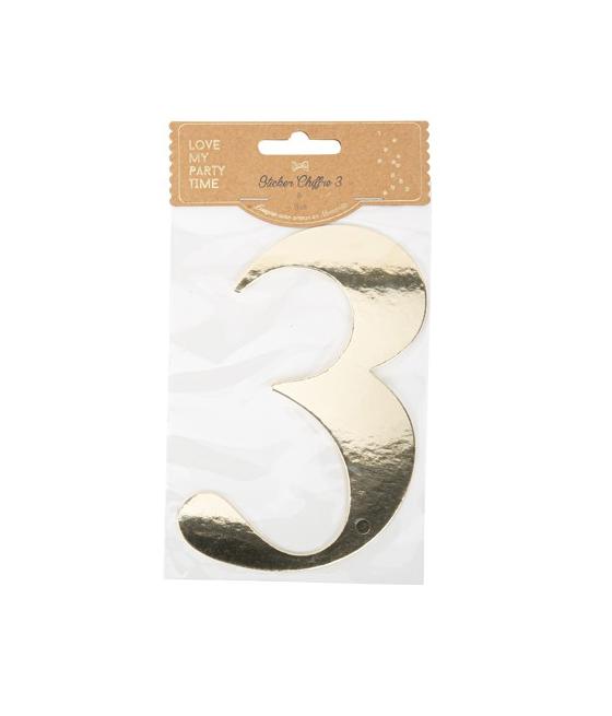 Sticker Chiffre 3 Or