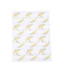 24 Stickers Merci Mimosa, Citrons, Feuillages et Or
