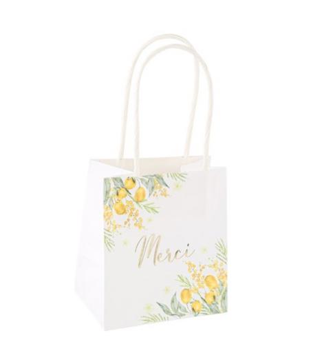 6 Sacs Cadeaux Mimosa, Citrons, Feuillages et Or