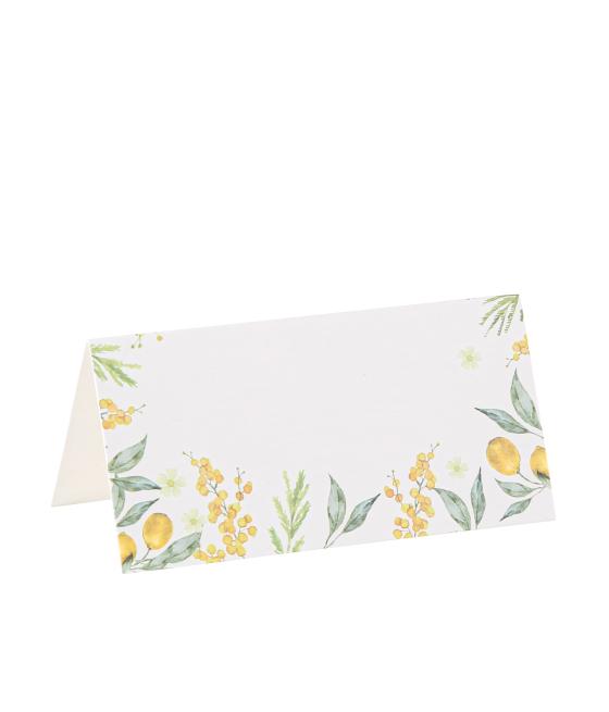 10 Marque-Places Mimosa, Citrons et Feuillages